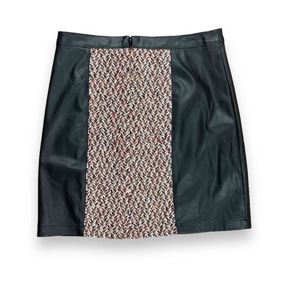 BCBGMAXAZRIA Faux Leather Tweed Mini Skirt Sz S - Picture 7 of 12